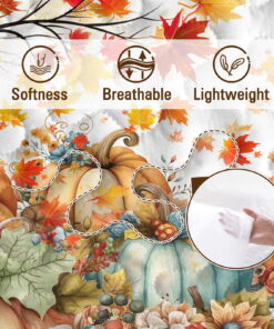 Sleepwish 3 Pieces Quilt Set Full/Queen Size, Colorful Pumpkin Fall Leaves Flower Bedding Set Lightweight Bedspreads Bed Cover - Image 4