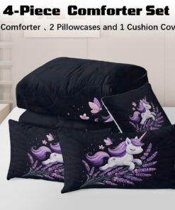 Sleepwish Kids Bedding Set 4 Pieces Super Soft Black Unicorn Twin Comforter Set for Girls - Image 28
