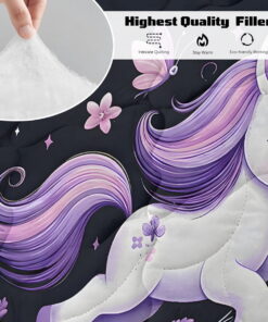 Sleepwish Kids Bedding Set 4 Pieces Super Soft Black Unicorn Twin Comforter Set for Girls - Image 29