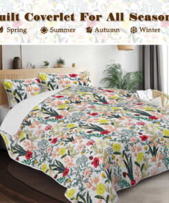 Sleepwish 3 Pieces Quilt Set Full/Queen Size, Colorful Pumpkin Fall Leaves Flower Bedding Set Lightweight Bedspreads Bed Cover - Image 29