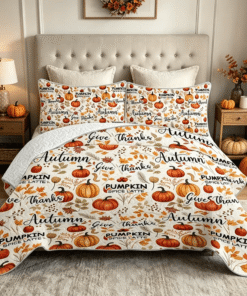 Sleepwish 3 Pieces Quilt Set Full/Queen Size, Colorful Pumpkin Fall Leaves Flower Bedding Set Lightweight Bedspreads Bed Cover - Image 15