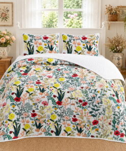 Sleepwish 3 Pieces Quilt Set Full/Queen Size, Colorful Pumpkin Fall Leaves Flower Bedding Set Lightweight Bedspreads Bed Cover - Image 23