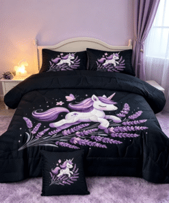 Sleepwish Kids Bedding Set 4 Pieces Super Soft Black Unicorn Twin Comforter Set for Girls - Image 27